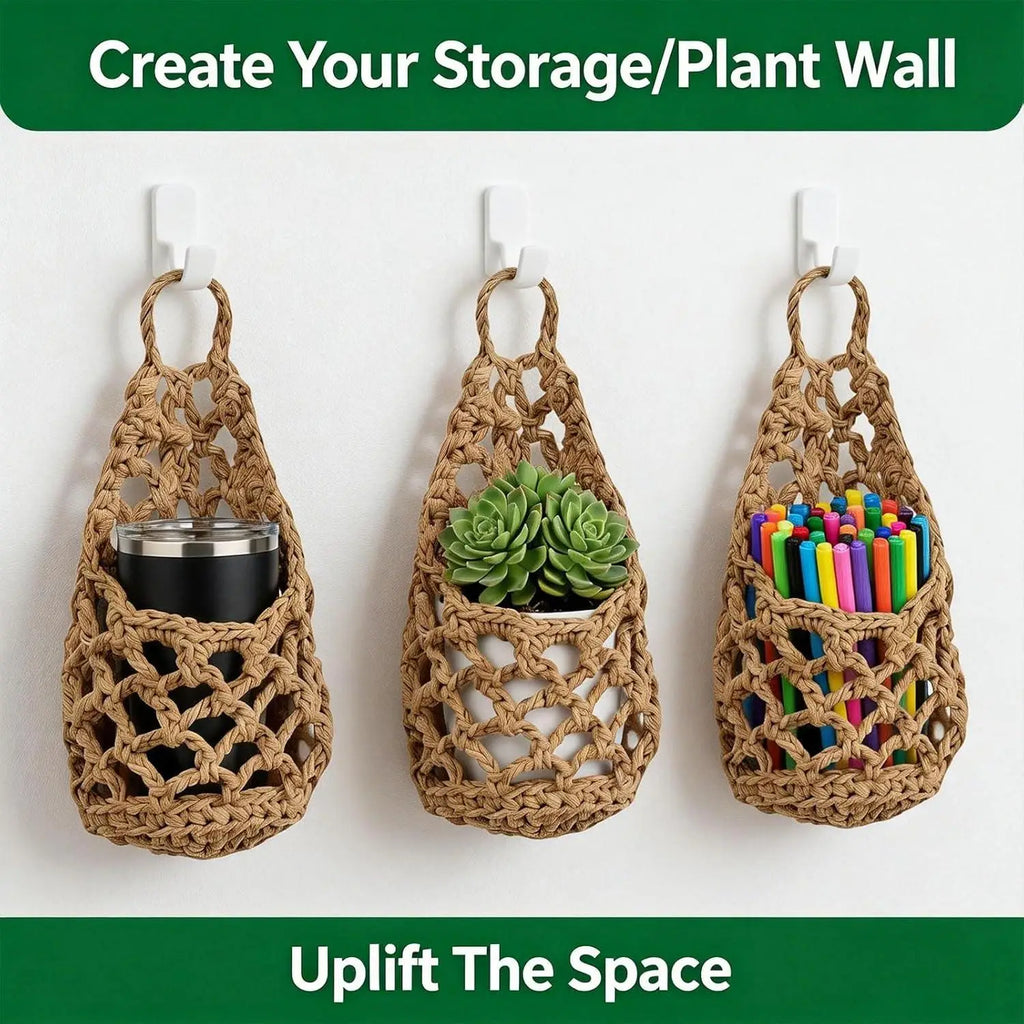Cotton Macrame Plant Hanger - Hand-Woven for Indoor Plant Display