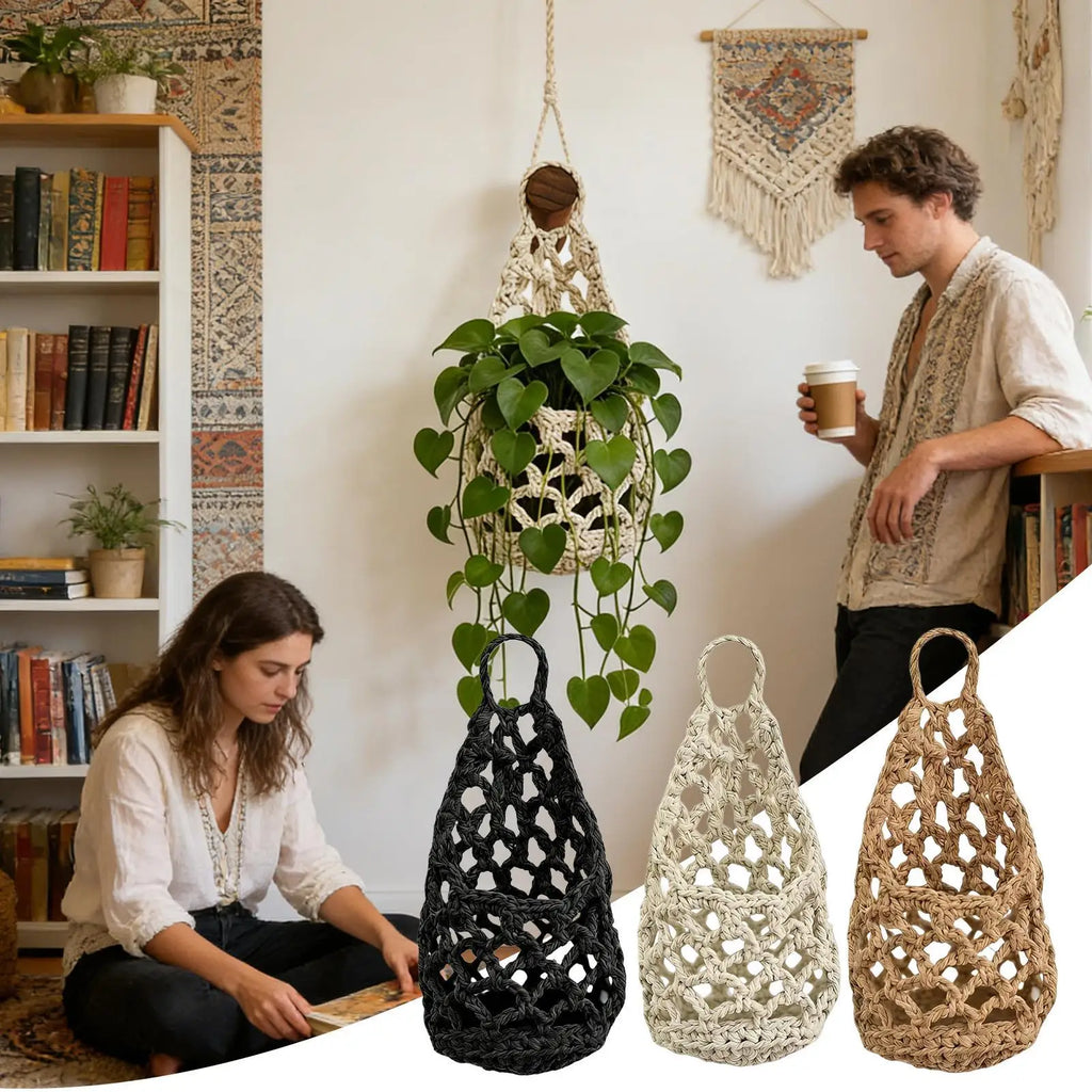Cotton Macrame Plant Hanger - Hand-Woven for Indoor Plant Display
