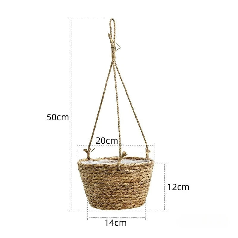 Jute Rope Plant Hanger - Woven Basket for Indoor & Outdoor Plants